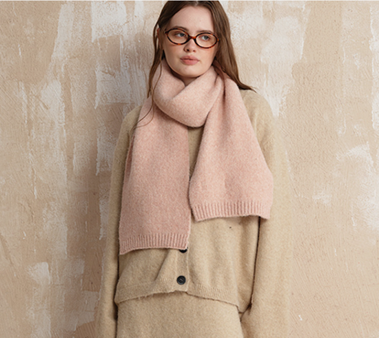 Pale pinkish gray Soft Wool Blend Knitted Scarf Women Men Winter Pure Color Neck Wrap (157x22cm)