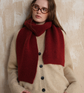 Red Soft Wool Blend Knitted Scarf Women Men Winter Pure Color Neck Wrap (157x22cm)