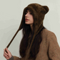 Green glass Fluffy Cat Ear Winter Earflap Hat Women Knitted Warm Cold Weather Cap
