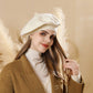 White Vintage Inspired Knitted Beret - Stretchy & Comfortable Wool Blend Cap