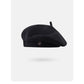 Black Vintage Inspired Knitted Beret - Stretchy & Comfortable Wool Blend Cap