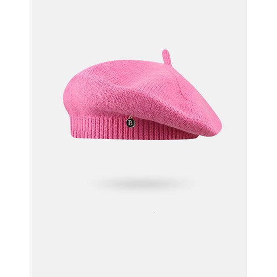 Pink Vintage Inspired Knitted Beret - Stretchy & Comfortable Wool Blend Cap