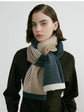 Green Elegant Color Block Striped Scarf -Men&