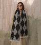 (Black+Grey)Two-Tone Argyle Pattern Scarf - Ladies&