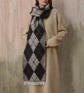 (Black+Grey)Two-Tone Argyle Pattern Scarf - Ladies&