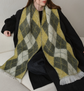 (Yellow+Green)Two-Tone Argyle Pattern Scarf - Ladies&