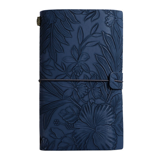 Dark blue 2-Pack Vintage Floral Embossed PU Leather Journals - 192 Pages Each