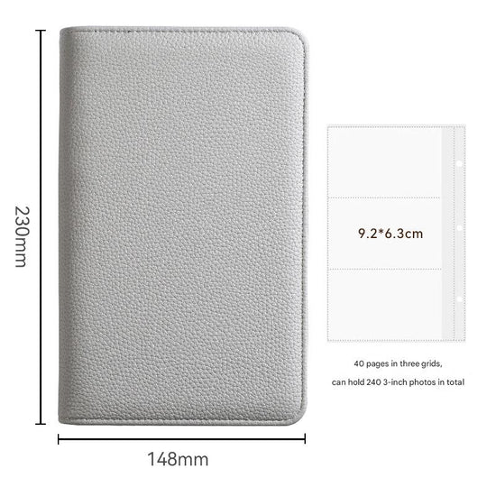 Gray PU Leather Zippered Photo Album - Holds 240 3 Prints"