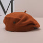 Brown Vintage Inspired Knitted Beret - Stretchy & Comfortable Wool Blend Cap