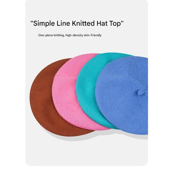 White Vintage Inspired Knitted Beret - Stretchy & Comfortable Wool Blend Cap