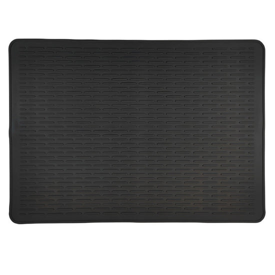 Black Extra Large Silicone Countertop Protector & Dish Drying Mat - Dishwasher Safe (71x50cm)
