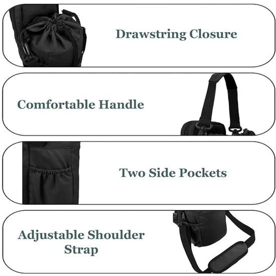 Green Portable Crossbody Water Bottle Holder with Multiple Pockets - Thermal Cooler Bag