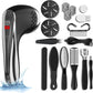 Black Rechargeable Electric Foot Grinder with Suction - Complete 10-Piece Pedicure Kit