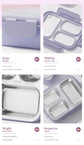 Green 3-Compartment Stainless Steel Bento Lunch Box - Leak-Proof, for Kids & Adults for School & Office