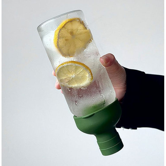 Style Cold Brew Bottle - 450ml Glass, Leak-Resistant Silicone Top Green Silicone Lid