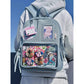 Light blue Large Capacity Anime Denim Bookbag for School Commute  Anime Fans