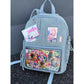 Light blue Large Capacity Anime Denim Bookbag for School Commute  Anime Fans