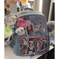 Dark blue Large Capacity Anime Denim Bookbag for School Commute  Anime Fans