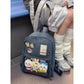Dark blue Large Capacity Anime Denim Bookbag for School Commute  Anime Fans