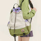Beige Stylish Lightweight Drawstring Backpack for Women Men Hiking Travel