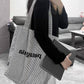 Minimalist Vertical Striped Canvas Tote Bag for Casual Outings (28x35x15cm)