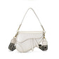White Chic Saddle Crossbody Bag with Wide Guitar Strap - PU Leather