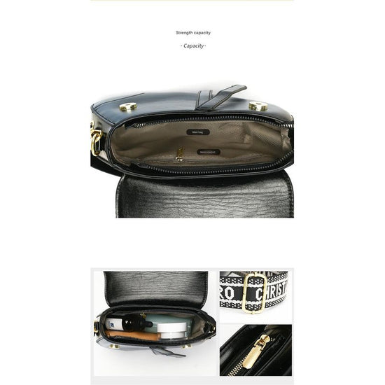 White Chic Saddle Crossbody Bag with Wide Guitar Strap - PU Leather