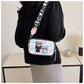 Pink plaid Unique Doodle Print PU Leather Bag - Lightweight Crossbody with Character