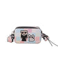 Pink plaid Unique Doodle Print PU Leather Bag - Lightweight Crossbody with Character