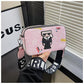 Pink Unique Doodle Print PU Leather Bag - Lightweight Crossbody with Character