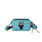 Blue Unique Doodle Print PU Leather Bag - Lightweight Crossbody with Character