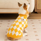 Classic Argyle Dog Sweater - Yellow & White Knit for Corgis & Medium Breeds (Size : S)