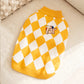 Classic Argyle Dog Sweater - Yellow & White Knit for Corgis & Medium Breeds (Size : XL)