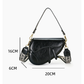 Silver Chic Saddle Crossbody Bag with Wide Guitar Strap - PU Leather