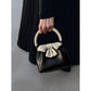 Statement Bow Mini Handbag - Black & White Color Block Top Handle