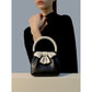 Statement Bow Mini Handbag - Black & White Color Block Top Handle