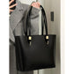 Classic Black PU Leather Tote Bag - Large Capacity Shoulder Bag