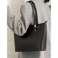 Classic Black PU Leather Tote Bag - Large Capacity Shoulder Bag