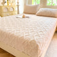 Beige Ultra Soft Plush Fitted Sheet - Winter Warm Plush Bed Sheet Embossed Diamond Pattern (180x200cm)