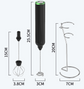 White USB Rechargeable Milk Frother - 3-Speed Handheld Electric Whisk with Stand