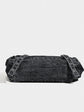 Distressed Black Denim Messenger Bag - Rivet Detail, Adjustable Strap, Large Streetwear Tote
