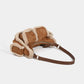 Faux Shearling Trim Suede Shoulder Bag - Multi-Pocket Y2K Retro Style