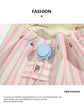 Cute Pink Stripe Bunny Ear Backpack - Star Applique, Kawaii Student Bag