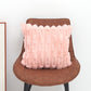 A pair of pink Plush Faux Rabbit Fur Throw Pillow Cover - Textured Wheat Ear Design (45x45cm)