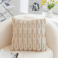 A pair of Khaki Plush Faux Rabbit Fur Throw Pillow Cover - Textured Wheat Ear Design (45x45cm)