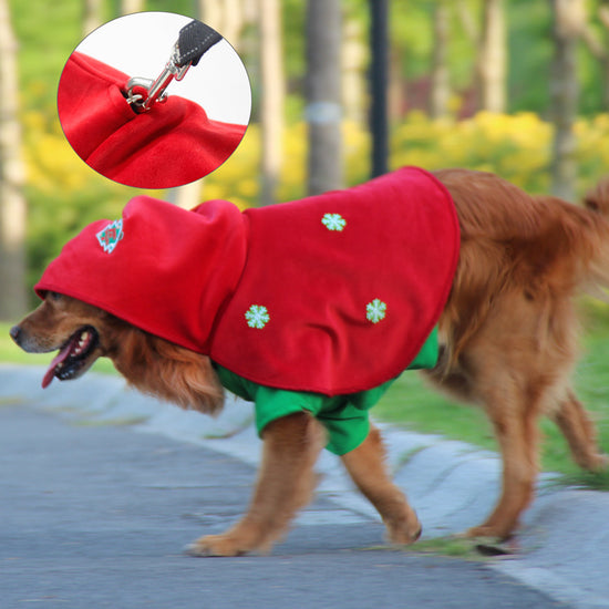 Christmas Dog Costume - Festive Hooded Cape & Green Jumpsuit Outfit (Size : 3XL)