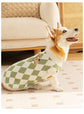 Classic Argyle Dog Sweater - Green & White Knit for Corgis & Medium Breeds (Size : S)