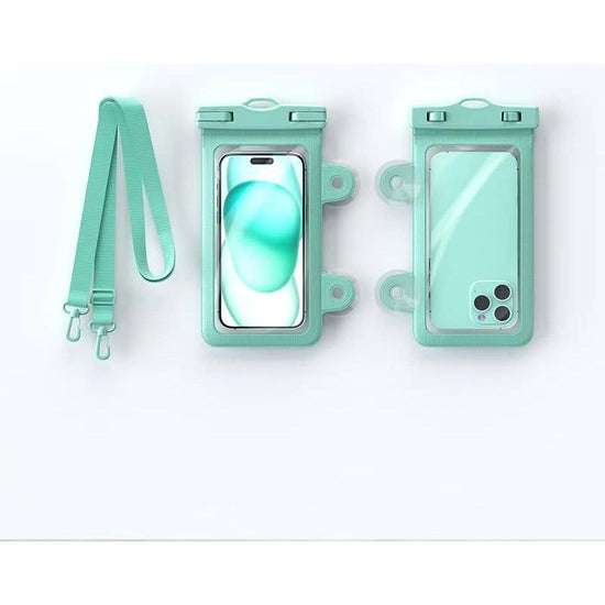 Mint Blue 2-Pack Universal IPX8 Waterproof Phone Pouch with Lanyard - Touch Sensitive Case for Swimming & Outdoor Sports