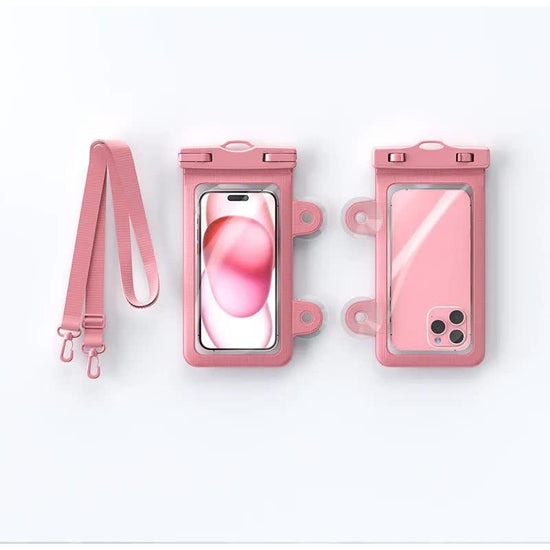 Pink 2-Pack Universal IPX8 Waterproof Phone Pouch with Lanyard - Touch Sensitive Case for Swimming & Outdoor Sports