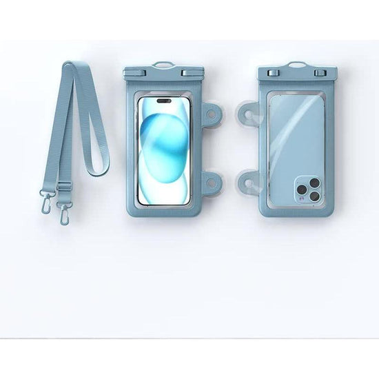 Blue 2-Pack Universal IPX8 Waterproof Phone Pouch with Lanyard - Touch Sensitive Case for Swimming & Outdoor Sports